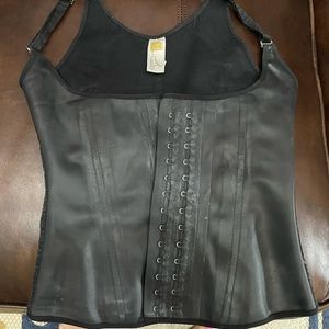 Ann Cherry Chery Black Latex Corset Waist Trainer Vest 36 L